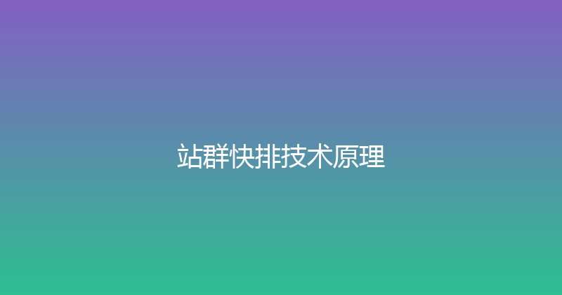 站群快排技术原理 封面图